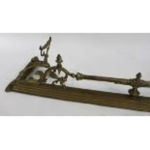 Ornate Victorian Brass Fire Fender with Rests