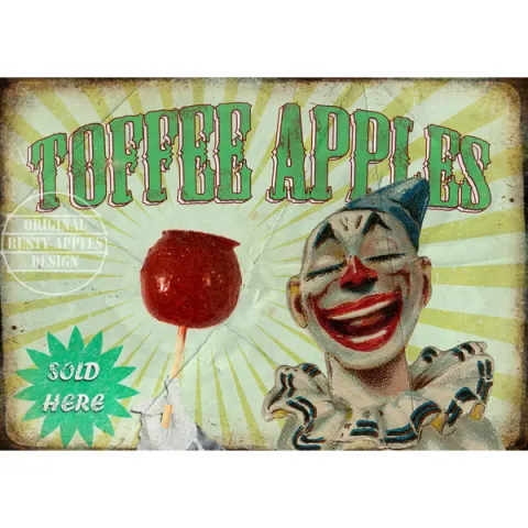 Toffee Apples  Fairground Large Metal Wall Art.