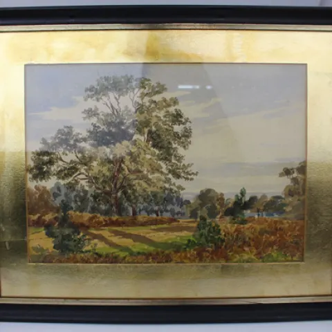 Edwardian Watercolour Landscape in Gilt Mount and Ebonised Frame