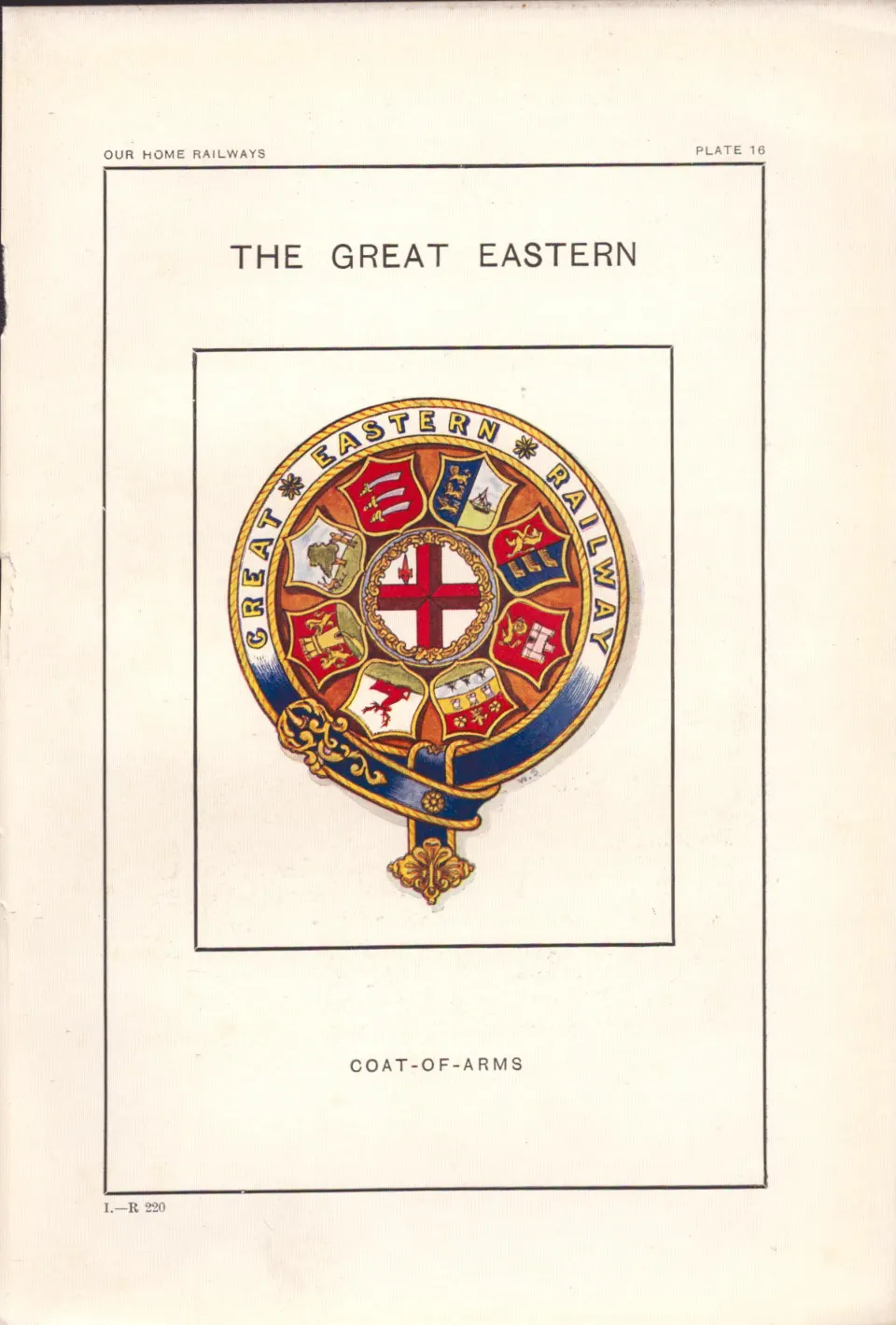 The Great Eastern Railway Crest & Coat of Arms Antique Book Plate.