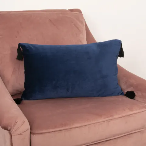 Blue Velvet Tassled Boudoir Cushion Cover RRP - £30