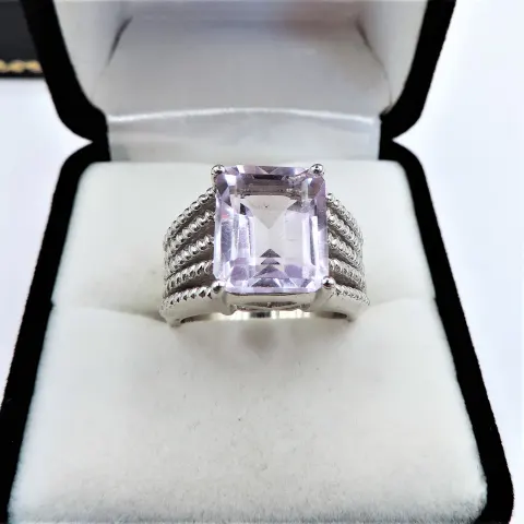 Rose de France Amethyst Ring 5 carats Sterling Silver New with Gift Pouch