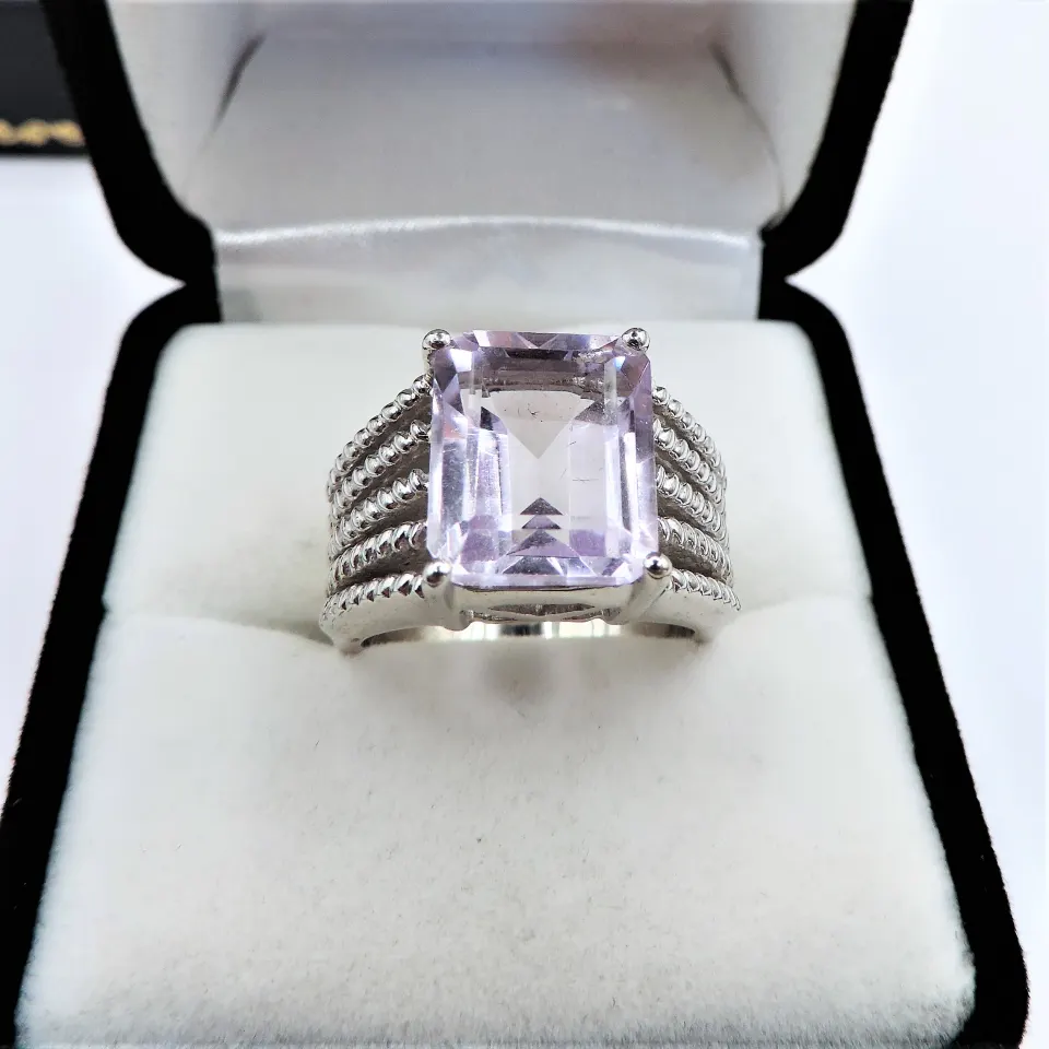 Rose de France Amethyst Ring 5 carats Sterling Silver New with Gift Pouch