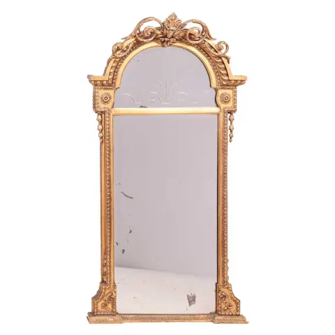 Regency Carved Wood and Gilt Gesso Pier Glass