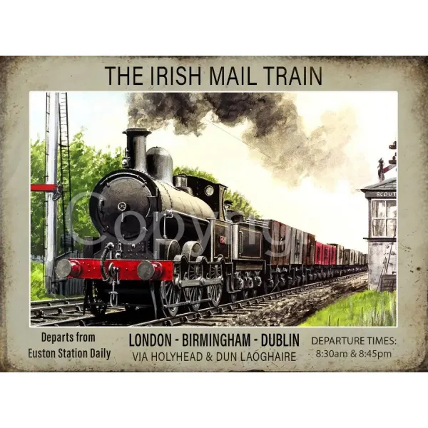 The Irish Mail Large Metal Designed Steam Train Wall Art