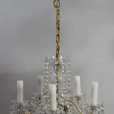 Vintage Cut Glass Crystal Five Light Chandelier