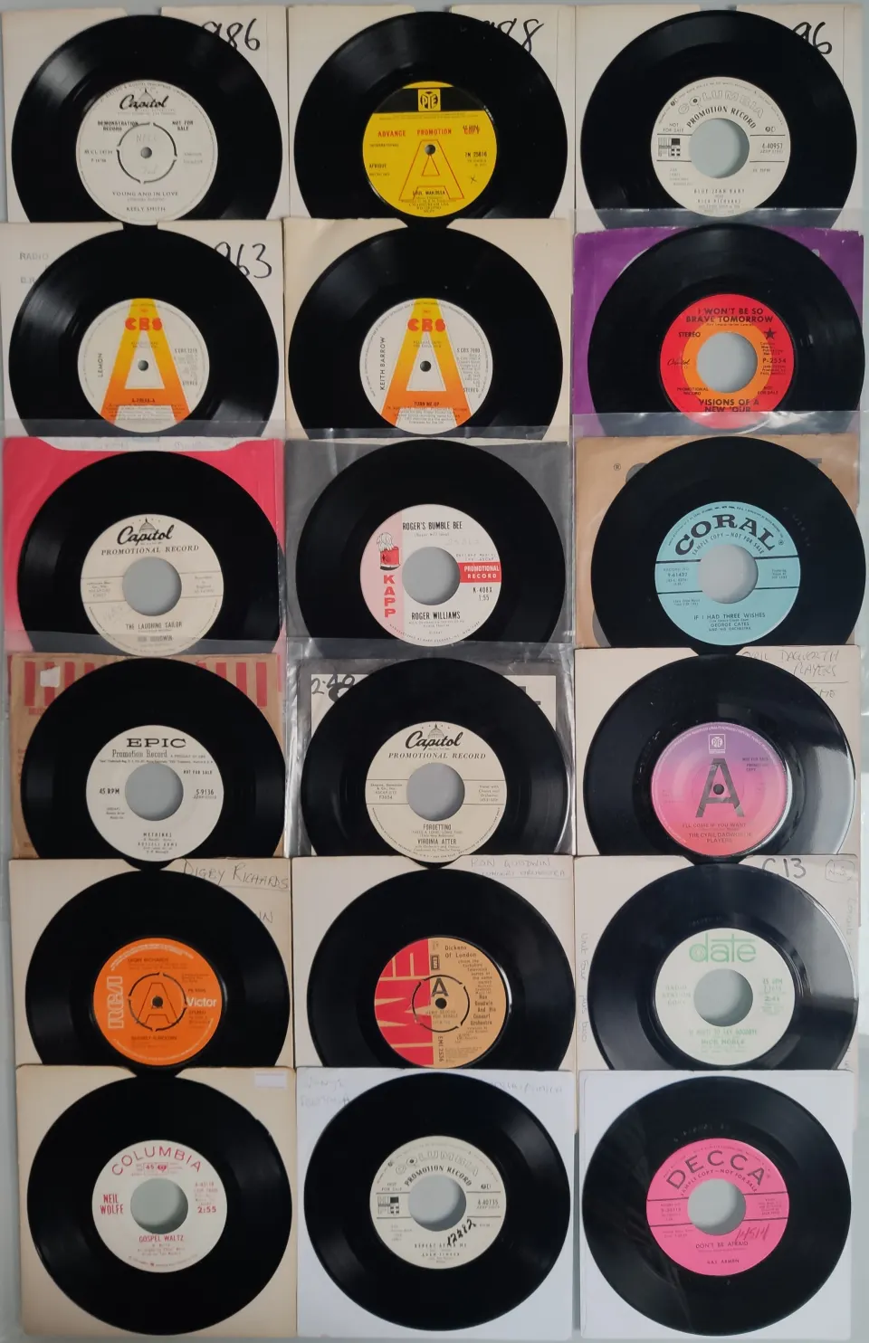 A Collection of 18x Promotional / Radio Station DJ Samples From VG, VG+ to EX Condition