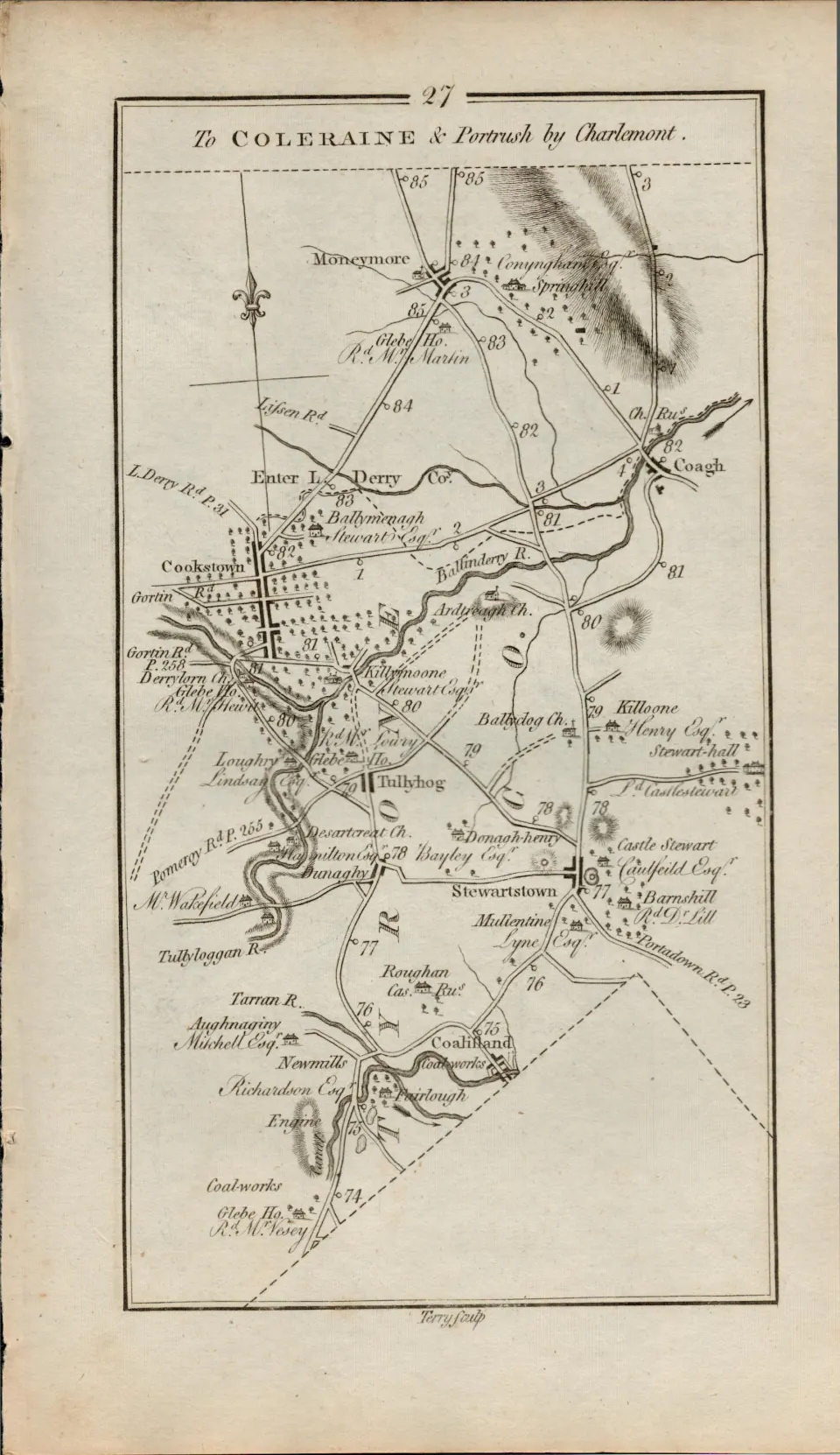 Taylor & Skinner 1777 Ireland Map Ulster  Derry Coleraine Portrush Magherafelt Etc.