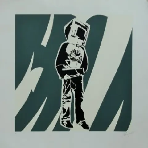 Blek Le Rat (b 1952) Computer Man, Signed Artist's Proof Hand-pulled Screenprint on heavy wove, 2008