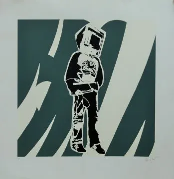 Blek Le Rat (b 1952) Computer Man, Signed Artist's Proof Hand-pulled Screenprint on heavy wove, 2008