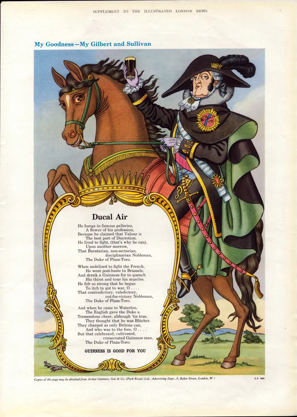 Original 62-Year-Old 1962 Guinness Print Ducal Air– GE 3681  #-25.