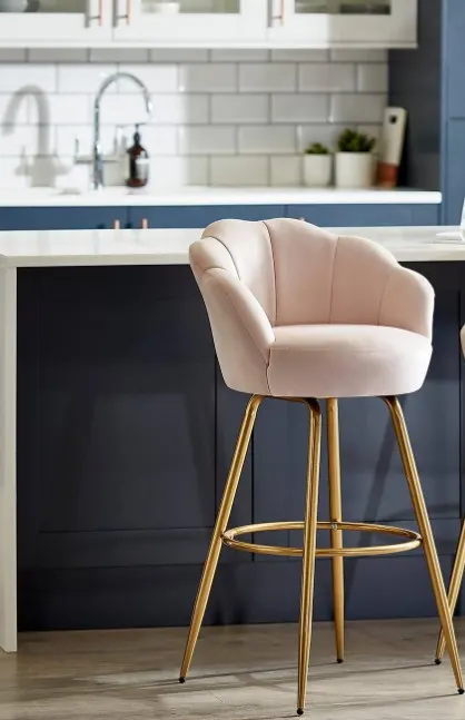 (153/2C) Lot RRP £250. 2x Sophia Bar Stool Blush RRP £125 Each. (1x Incomplete, 1x Circular Gold Fr