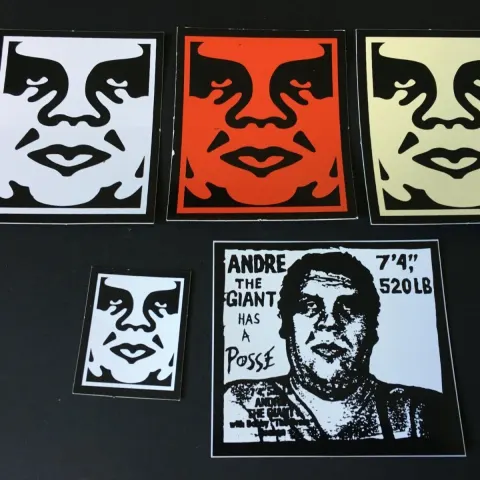 SHEPARD FAIREY OBEY GIANT - Official Obey Face sticker set -Red, White, Cream and Andre the giant