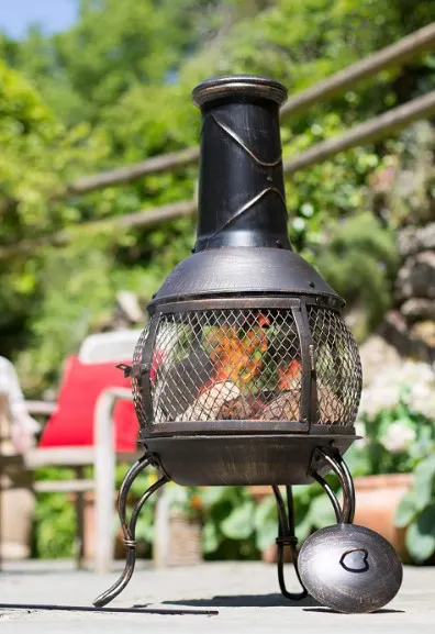 (160/Mez) RRP £99. 1x La Hacienda Santiago Steel Chimenea With Cooking Grill Black.
