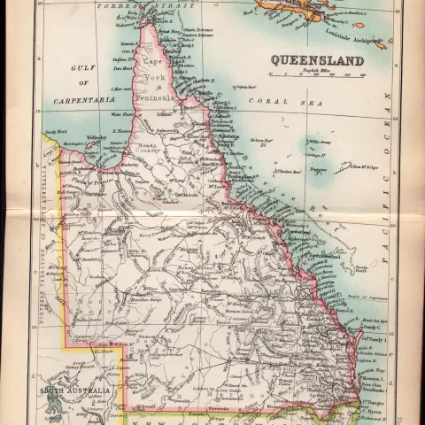 Australia Queensland Double Sided Victorian Antique 1896 Map.