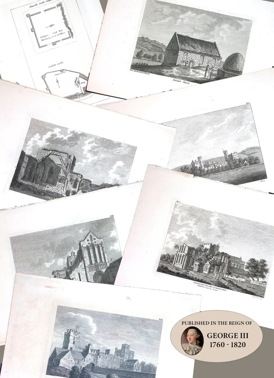 Job Lot Cumbria Francis Grose Antique 230+ Years Old Copper Engravings.