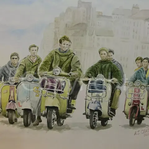 Mods Scooter Trip Vespa's & Lambretta's Nostalgic 1960's Scene Metal Wall Art