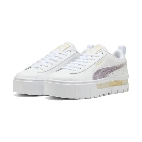 Puma Mayze Velvet Dream Trainers – White & Purple Platform Trainers – Women's