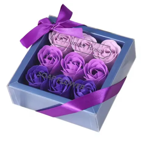 9Pcs Boxed Rose Bath Body Flower Floral Soap Scented Rose Flower Essential Oil Soap Gift