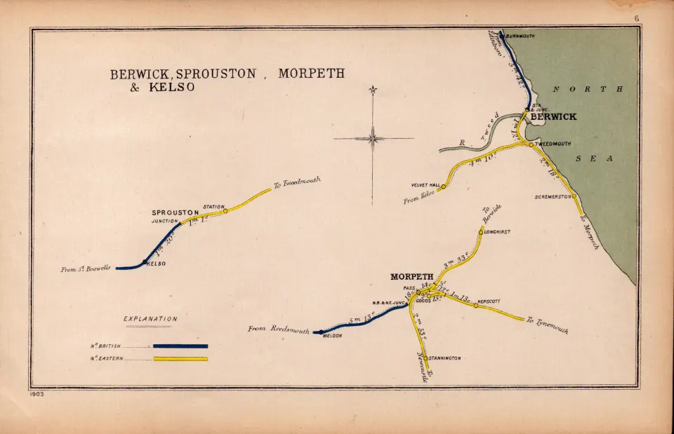 Berwick Sprouston Morpeth & Kelso Antique Railway Junction Diagram-6.