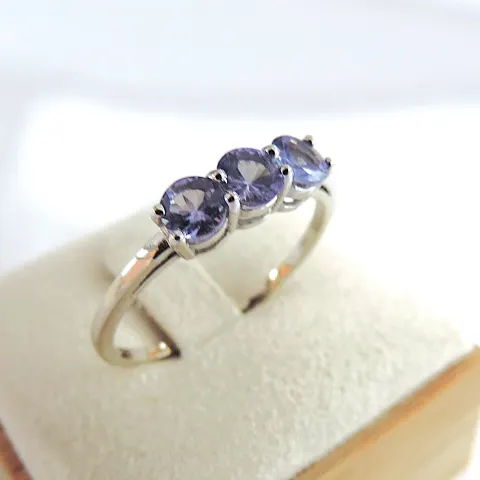 925 Silver Tanzanite Trilogy Gemstone Ring 'New'