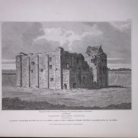 Castle Rising Norfolk 190 Years-Old Rare John Britton Antique Steel Engraving-113