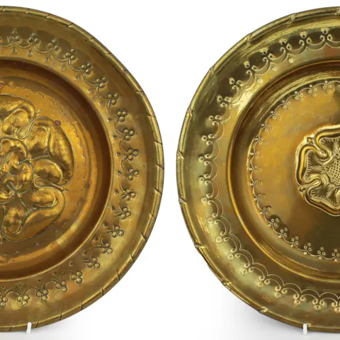 Pair of Large Antique Brass Chargers