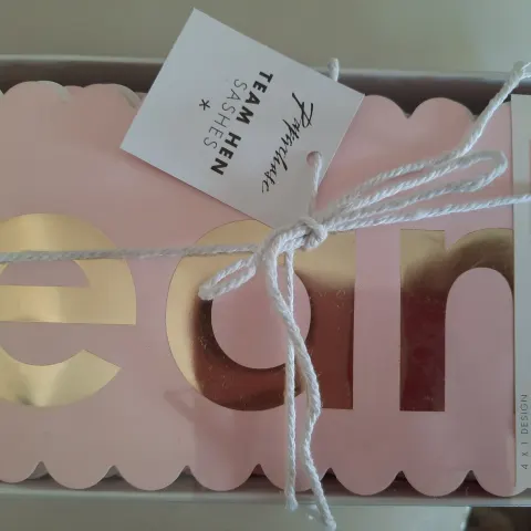 Team Hen, hen party sashes.  10 boxes of 4