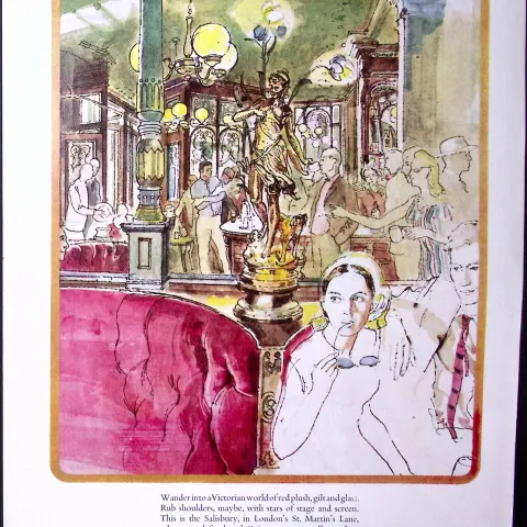 Guinness 1968 Original 57 Years-Old Print Salisbury Pub London- G.E. 4315.C