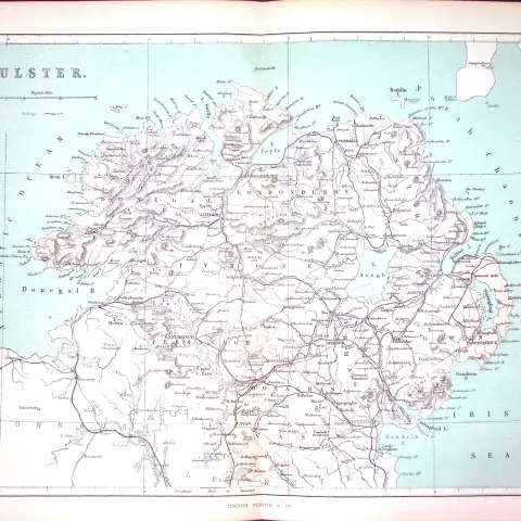 The Province of Ulster Ireland 150 Years-Old Coloured Antique 1875 Map-5