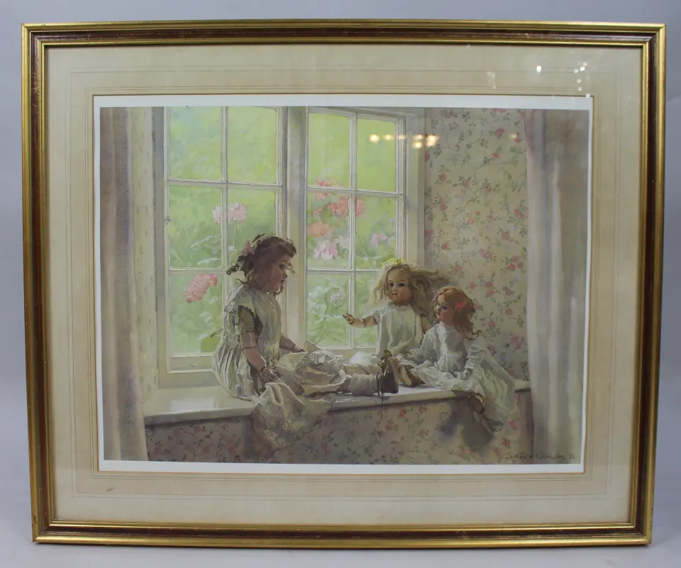 Large Geoffrey Robinson Signed Print Set in Gilt Frame