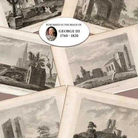 Dublin Ireland Job-Lot  225 Years-Old Grose 1792-1797 Antique Copper Block Engravings.