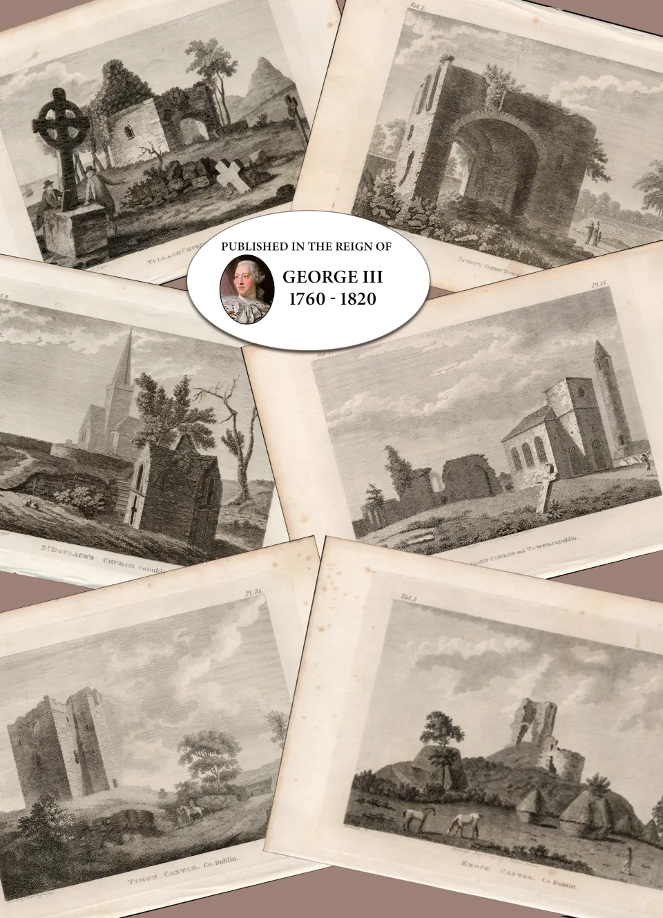 Dublin Ireland Job-Lot  225 Years-Old Grose 1792-1797 Antique Copper Block Engravings.