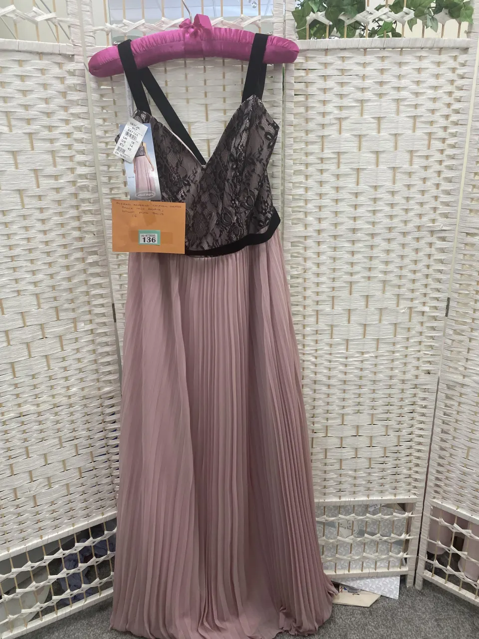 Alfred Angelo Black lace bodice and pink skirt size 16
