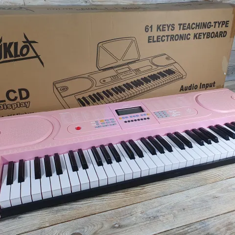 New Pink Aklot 61 Key Electronic Keyboard. Teaching-type with LCD Display.  Rrp £125