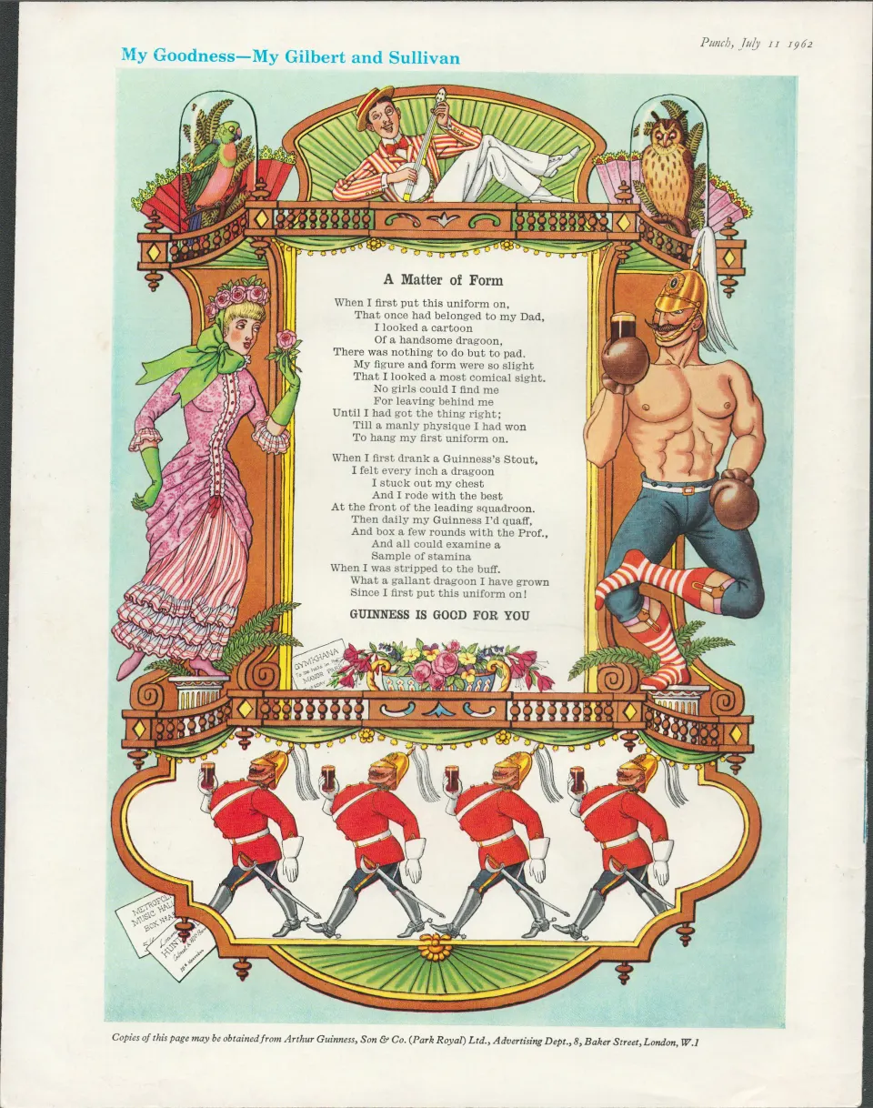 Guinness 1962 Original Print  A Matter Of Form Gilbert & Sullivan