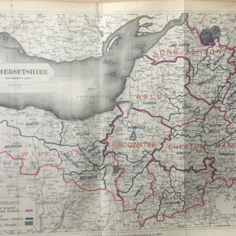 Antique 139 Years-Old Scarce Map Somersetshire 1885 Boundary Changes.
