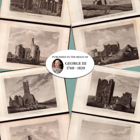Sligo Ireland Job-Lot Grose 225 Years-Old 1792-1797 Antique Copper Block Engravings-2