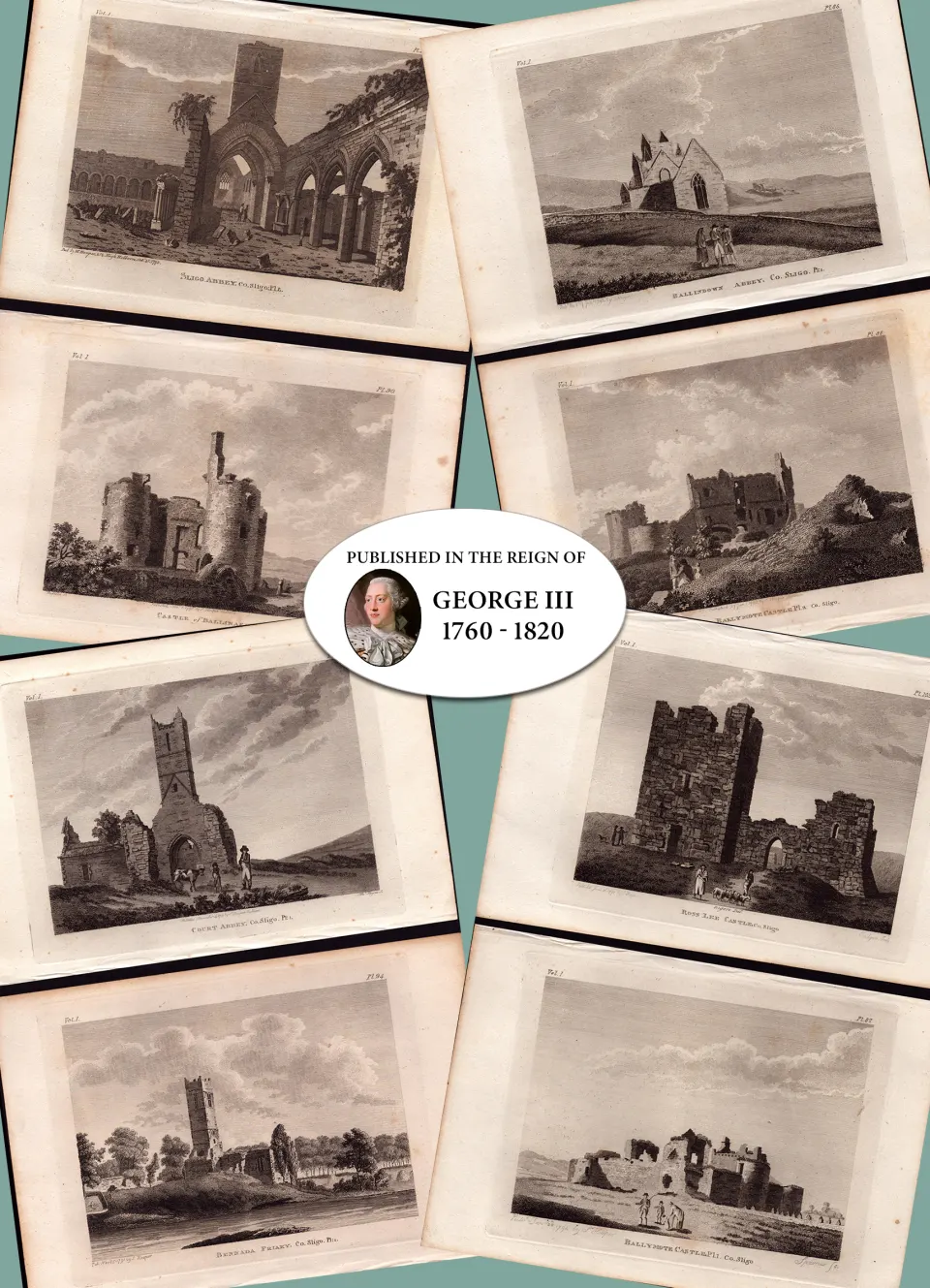 Sligo Ireland Job-Lot Grose 225 Years-Old 1792-1797 Antique Copper Block Engravings-2