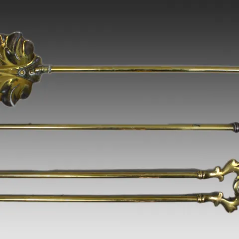 Antique Brass Fireplace Tool Set, English c.1900