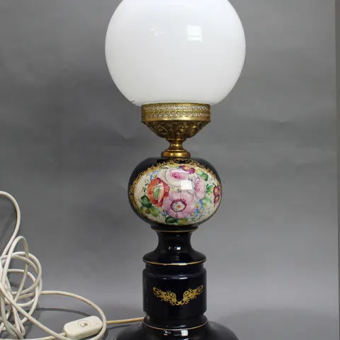 Vintage Ceramic Cobalt Blue Oil Lamp Light