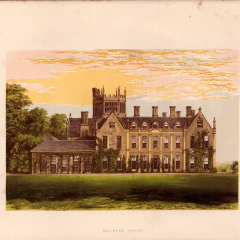 Melbury House Durham Gilt-Edge Coloured Antique Book Plate.
