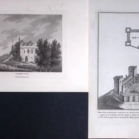 Cambridge Castle & Plan Francis Grose Rare 240 Years-Old Copper Engraving-34.