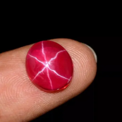 Two Six Ray Star Ruby Cabochons