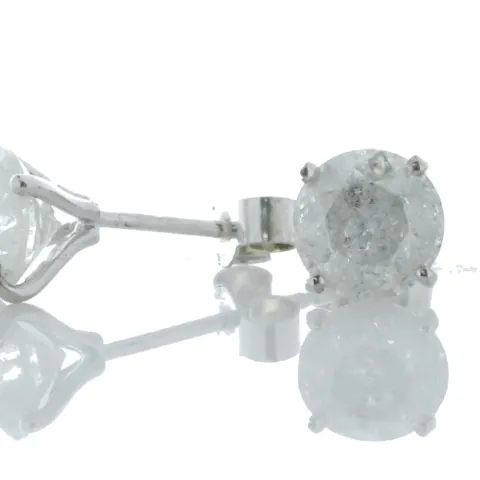 9ct White Gold Single Stone Wire Set Diamond Earring 2.05