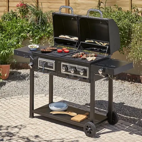 (47/7L) RRP £449. Uniflame Classic Gas & Charcoal Combi Grill. Removable Heavy Duty Porcelain Coate
