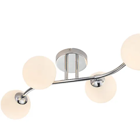 Brand New Statera Glass & Steel Chrome Effect 4 Lamp Ceiling Light RRP £45