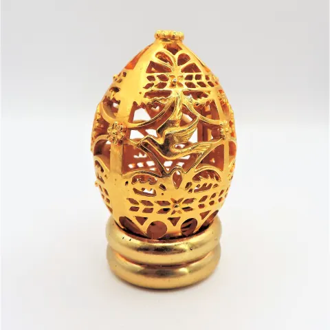 Gold Filigree Faberge Style Egg & Stand