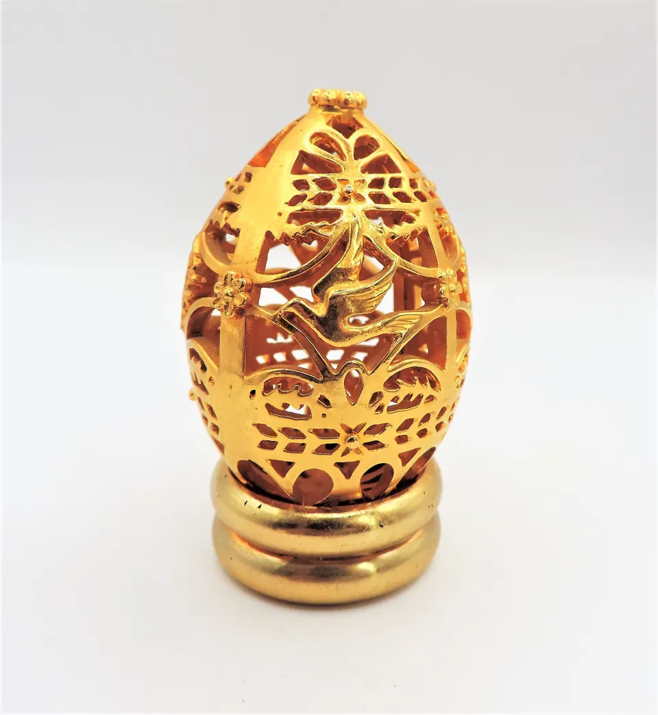 Gold Filigree Faberge Style Egg & Stand