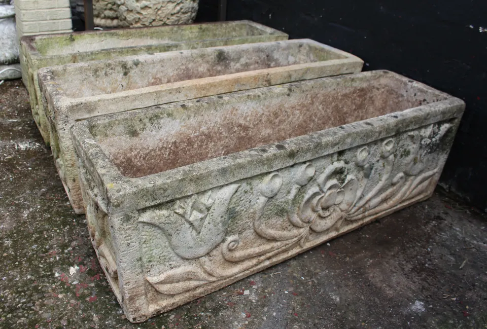 Set of 3 Vintage Cast Stone Planters